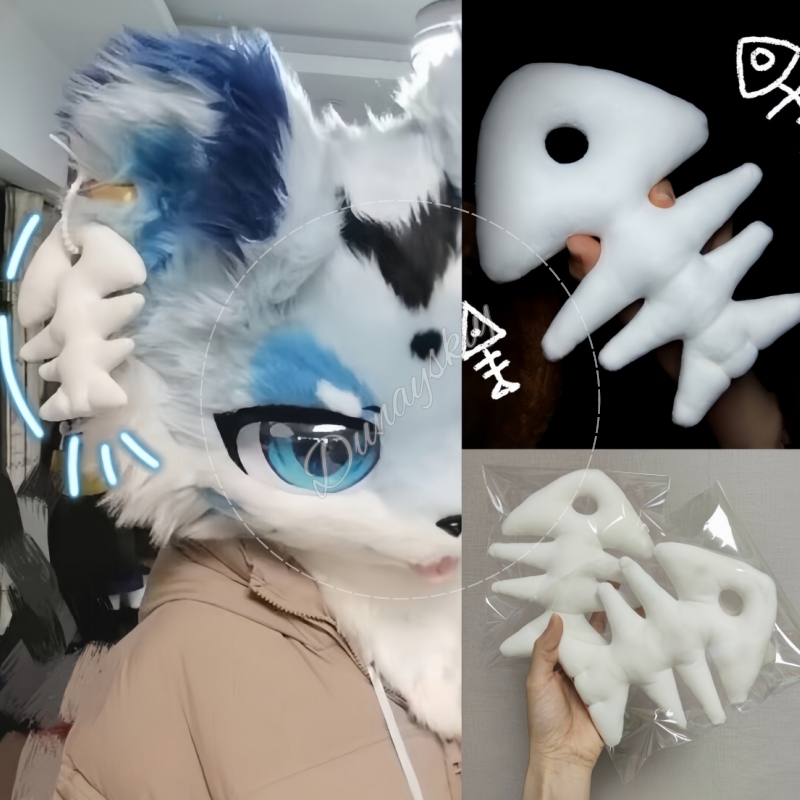 Fishbones Cosplay Prop - 퍼슈트 코스프레 액세서리용 플러시 피쉬본 키체인,